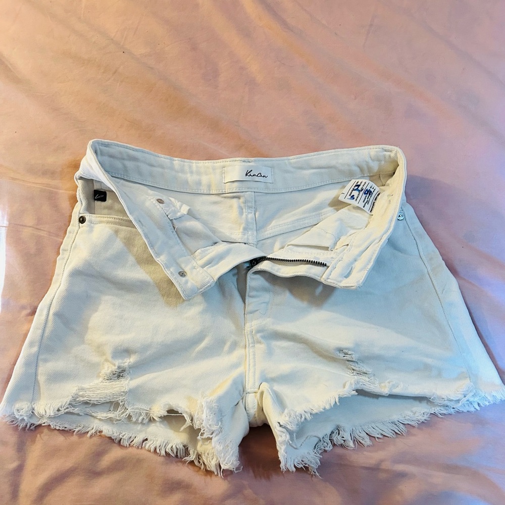 Ksubi white distressed Frayed Hem Jean Shorts small/4 cute!! End of summer